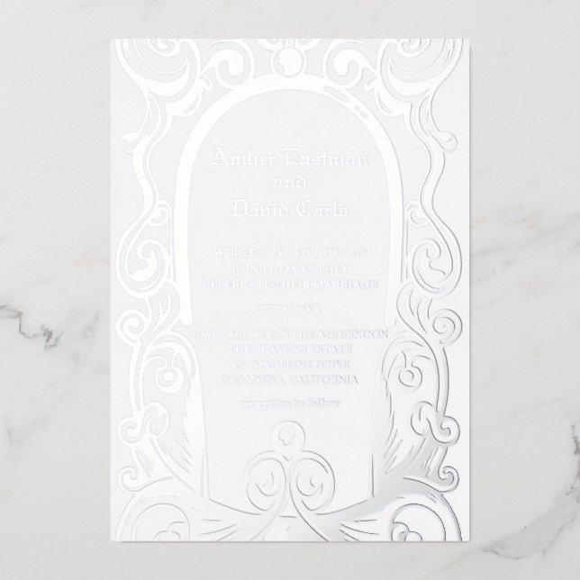 élégant et formel faire-part de mariage argent (Recto)