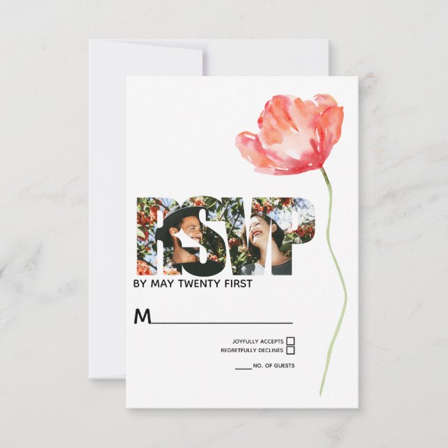 Elégant et moderne Poppy Red Wedding RSVP (Devant)