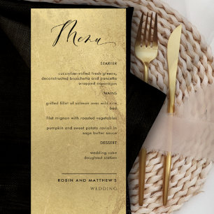 Elégant et simple, Faux Gold Foil Menu Mariage
