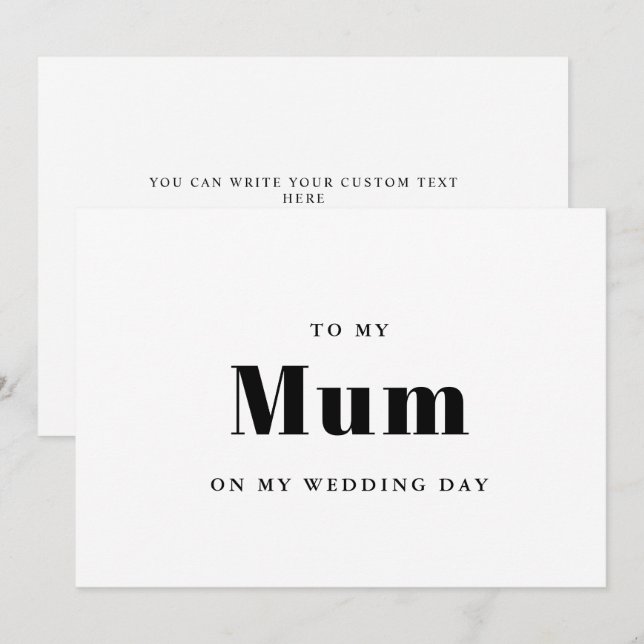 Élégant et tendance À ma mère le jour de mon maria (Devant / Derrière)