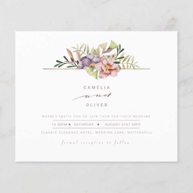 Elégant été mariage floral Inviter QR Code RSVP (Devant)