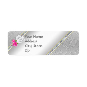 Elégant Étiquette de adresse de Damas et rose arge