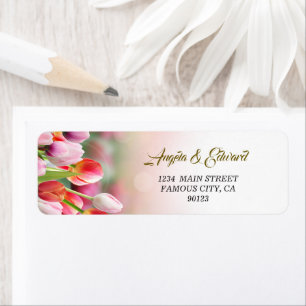 Élégant Étiquette de adresse de fleurs de tulipes 