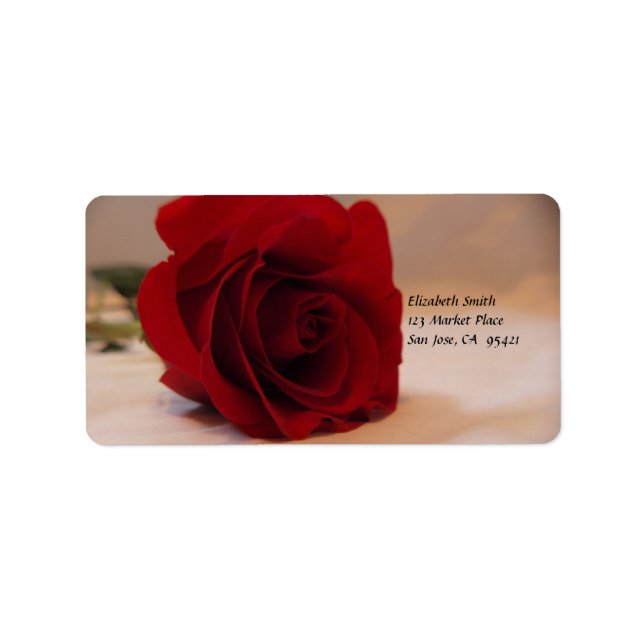 Élégant Étiquette de adresse de Rose rouge (Devant)