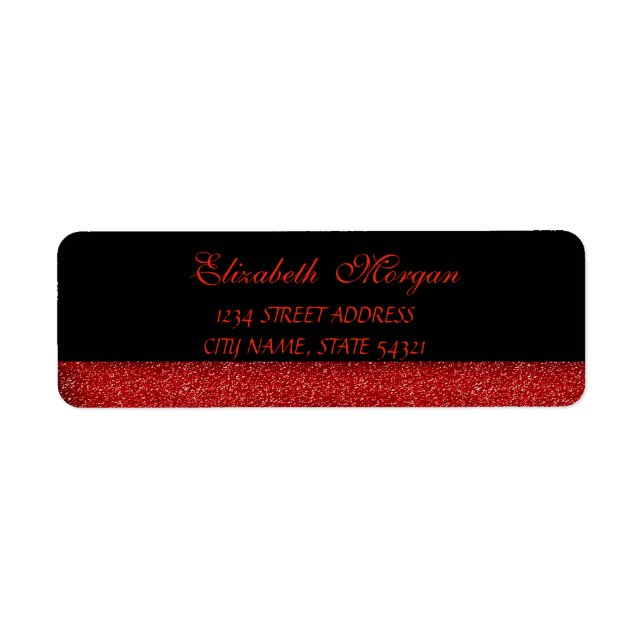 Élégant Étiquette de adresse Glamour Rouge Glitter (Devant)