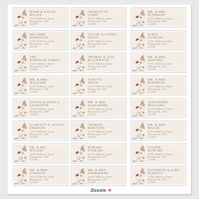 Élégant Étiquette de adresse invité (Feuille)