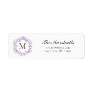 Élégant Étiquette de adresse Monogramme / Gris & L