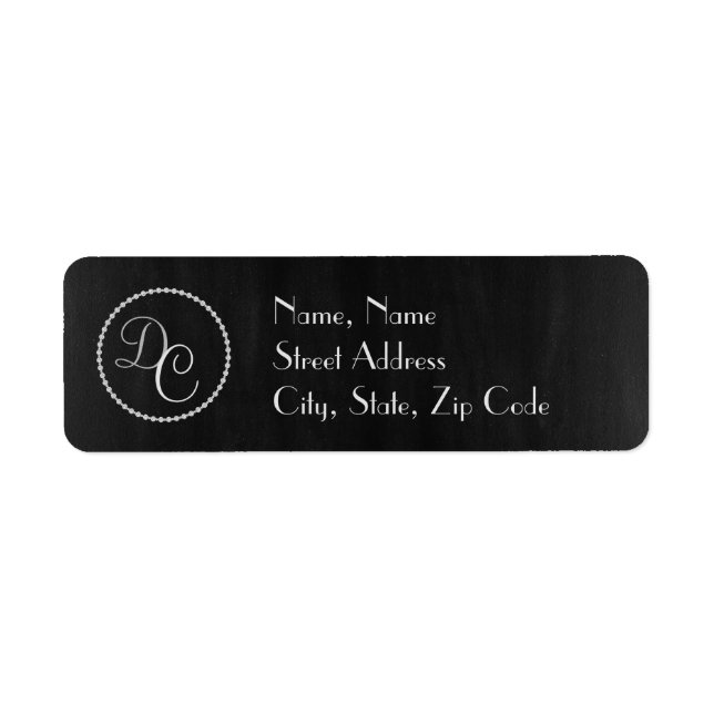 Élégant Étiquette de adresse noir et argent (Devant)