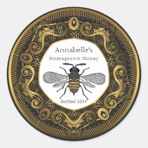 Élégant Étiquette de miel à cadre or