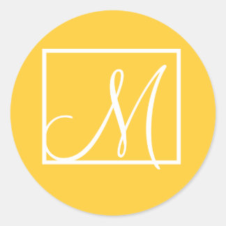 Élégant Étiquette de Monogramme Jaune