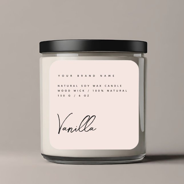 Élégant étiquette de produit de bougie rose (Créateur téléchargé)