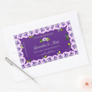 Élégant Étiquette de produit pourpre fleuri Roses 