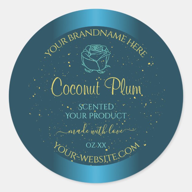 Élégant Étiquette de produit Turquoise Gold Soft P (Devant)