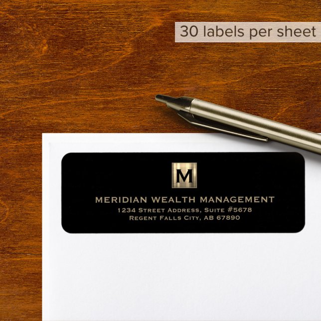 Élégant Étiquettes de adresse de monogramme or (Créateur téléchargé)