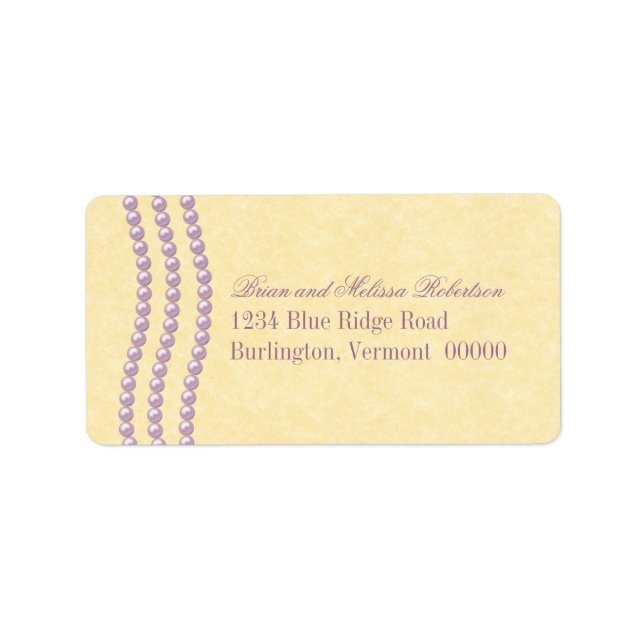 Elégant Étiquettes de adresse de perles, Lilac (Devant)