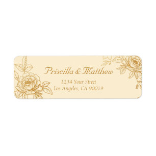Élégant Étiquettes de adresse floraux d'or