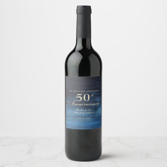 Élégant Étiquettes de Bouteille de Vin pour les 50 (Devant)