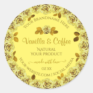Élégant Étiquettes de produits Jaune mignon Roses 
