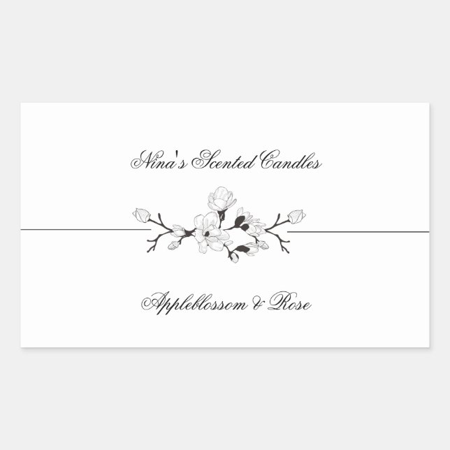 Élégant Étiquettes de produits noirs et blancs (Devant)