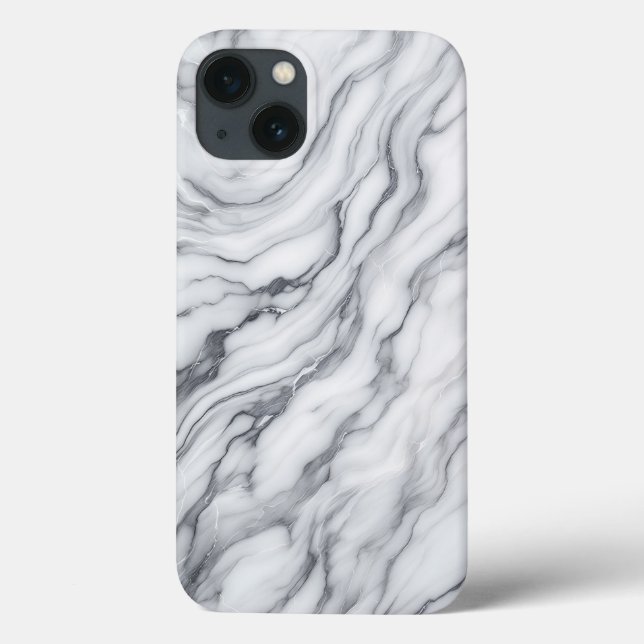 Élégant étui de téléphone en marbre blanc et gris  (Verso)