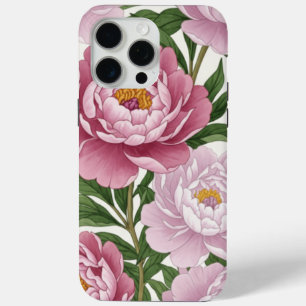 Élégant Étui de Téléphone Fleur de Pivoine Rose