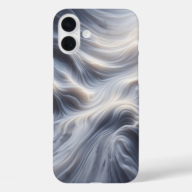 Élégant Étui en Marbre Blanc avec Vagues Grises Fl (Verso)