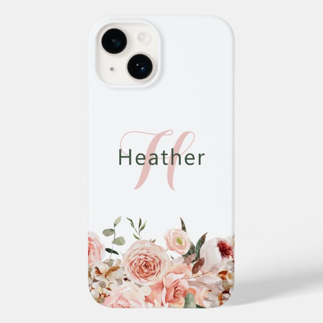 Élégant étui floral rose pour iPhone / iPad (Verso)