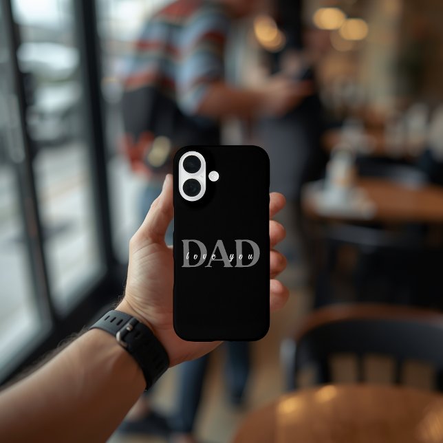 Élégant Étui iPhone 16 Noir DAD Love You (Créateur téléchargé)