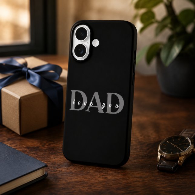 Élégant Étui iPhone 16 Noir DAD Love You (Créateur téléchargé)