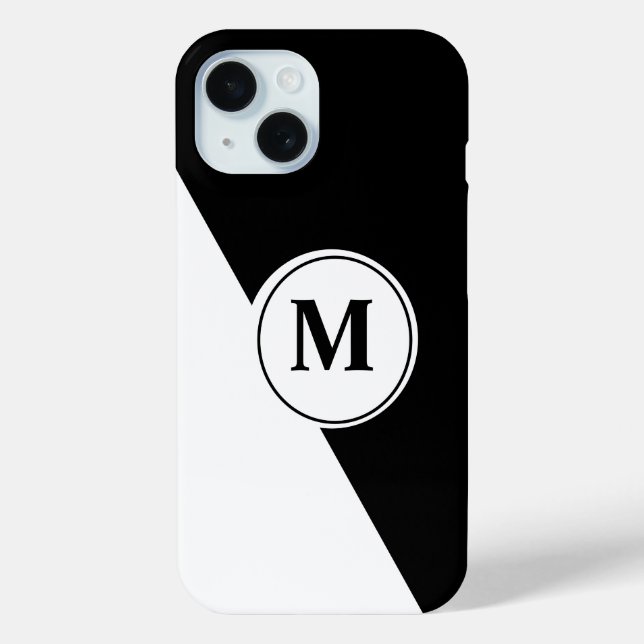 Élégant Étui iPhone Monogramme Noir et Blanc (Verso)