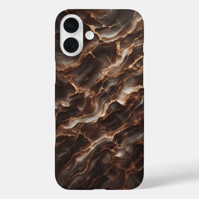 Élégant Étui Téléphone en Marbre Marron Chocolat d (Verso)
