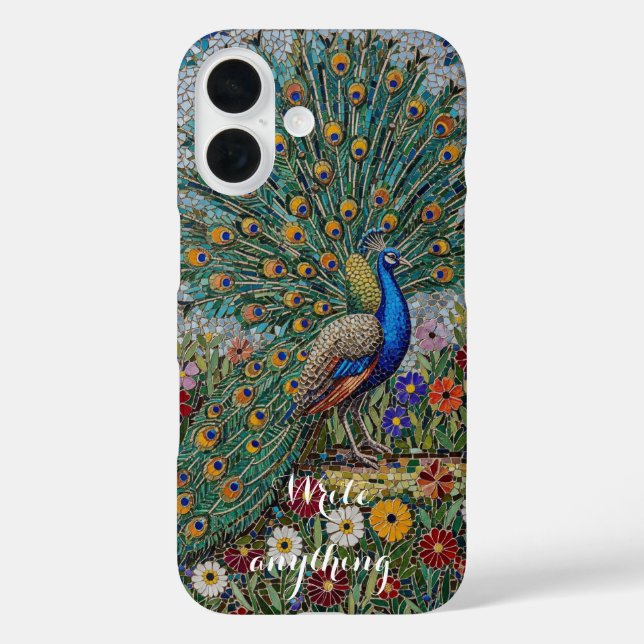 Élégant étui téléphonique en mosaïque Peacock (Verso)