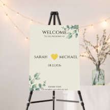 Elegant Eucalyptus and Butter yellow Wedding Welco