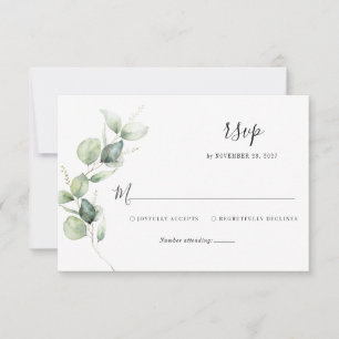 Elégant Eucalyptus Aquarelle Script Mariage RSVP
