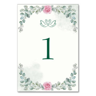 Élégant Eucalyptus & Carte de Table Tent Numérotée