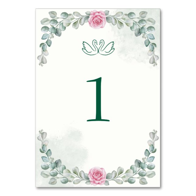 Élégant Eucalyptus & Carte de Table Tent Numérotée (Par défaut)