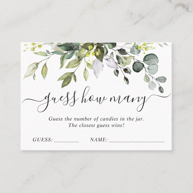 Elégant Eucalyptus Devinez Combien De Carte De Jeu (Devant)