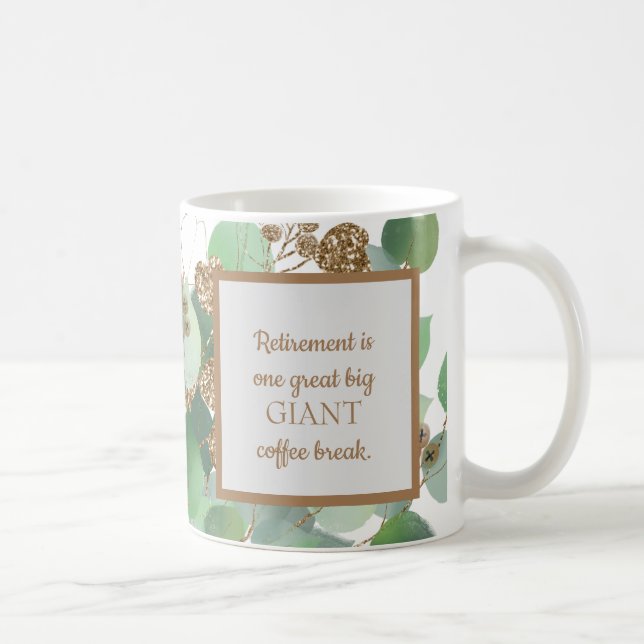 Elégant Eucalyptus Et Gold Retirement Café Mug (Droite)