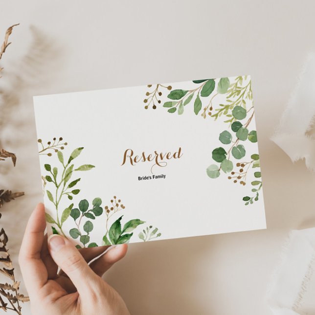 Élégant Eucalyptus Feuille de verdure Réservé Sign (Créateur téléchargé)