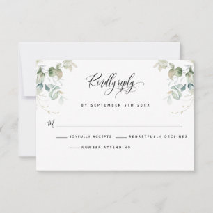 Elégant Eucalyptus Feuille vert carte RSVP