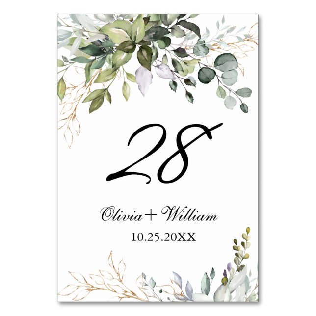 Elégant Eucalyptus Floral Mariage Numéro de table (Par défaut)