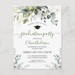Elégant Eucalyptus Graduation Party Invitation