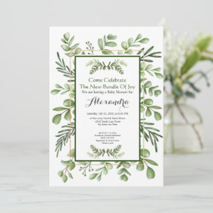 Elégant Eucalyptus Green Baby shower invitation