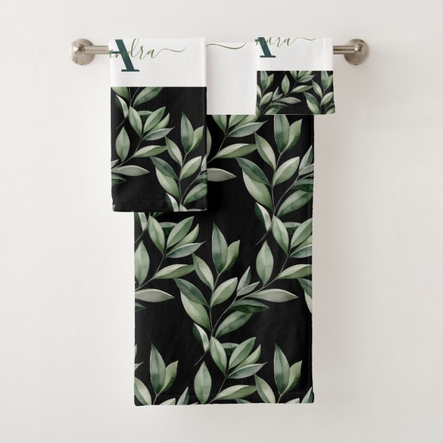 Elegant Eucalyptus Greenery Botanical Towel Set (En situation)