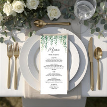 Elégant Eucalyptus Greenery Carte Menu Mariage