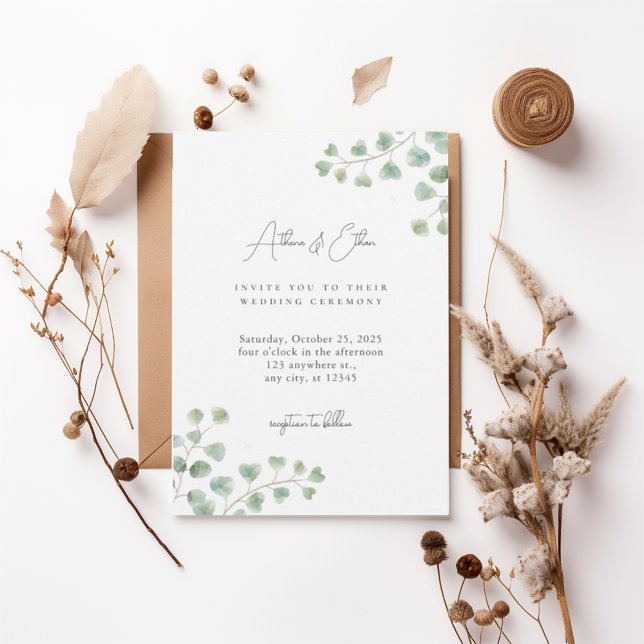 Elegant Eucalyptus Greenery Wedding Invitation (Créateur téléchargé)