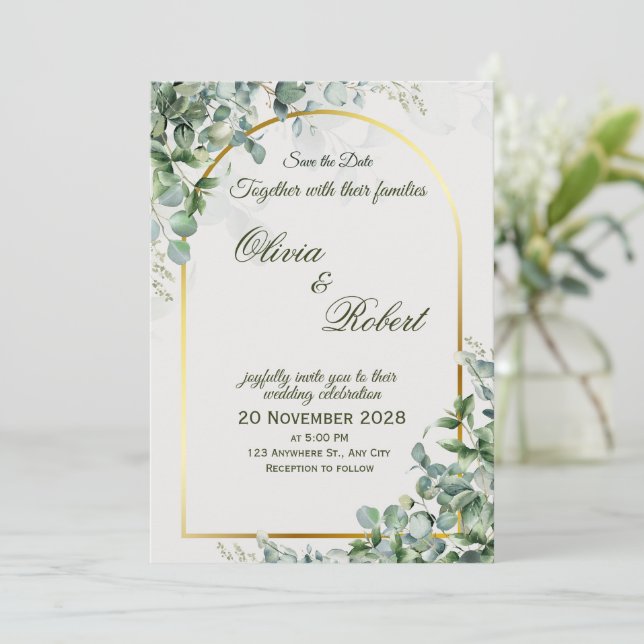 Elegant Eucalyptus Wedding Invitation (Debout devant)