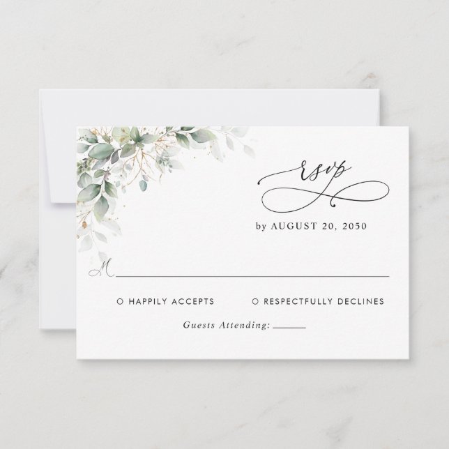 Elegant Eucalyptus Wedding RSVP Card (Devant)