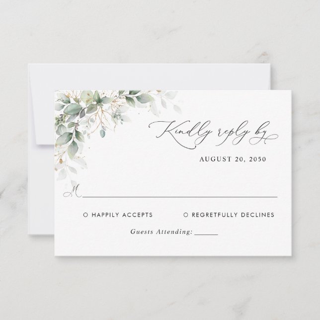  Elegant Eucalyptus Wedding RSVP Card (Devant)