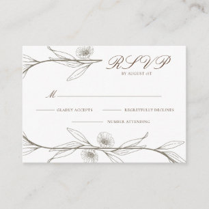 Elégant exemple mini carte de mariage floral RSVP